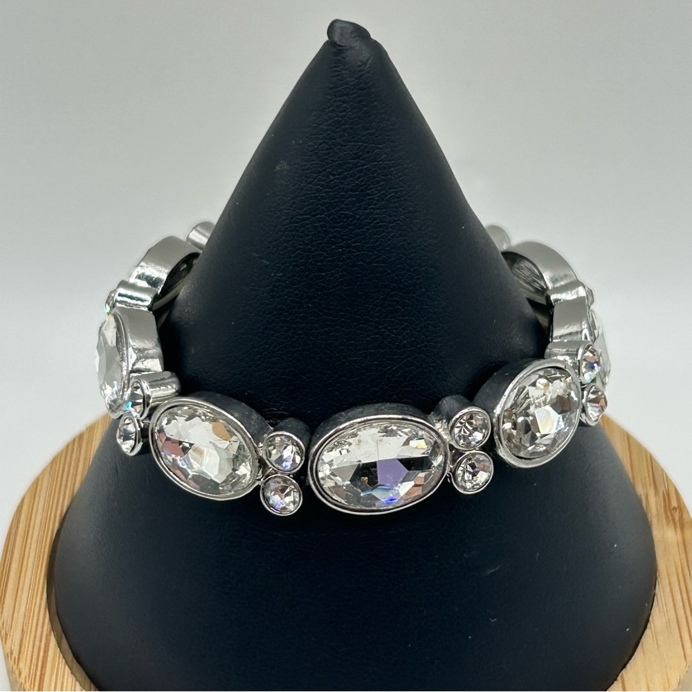 Sparkling Silver Rhinestone Stretch Bracelet - Picture 2 of 7